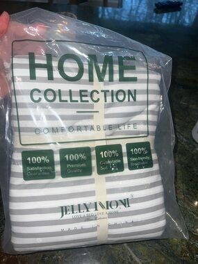 JellyMioni Duvet 🍓Home Collection Gray & White Stripe Bedding